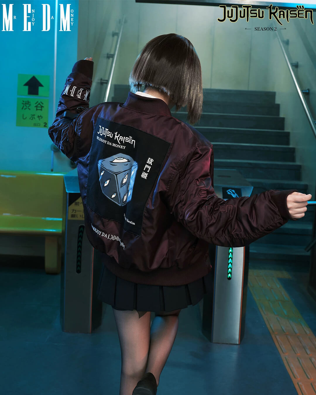 MEDM × Jujutsu Kaisen Prison Realm Print Patch MA-1 Bomber Jacket | Face 3 Face