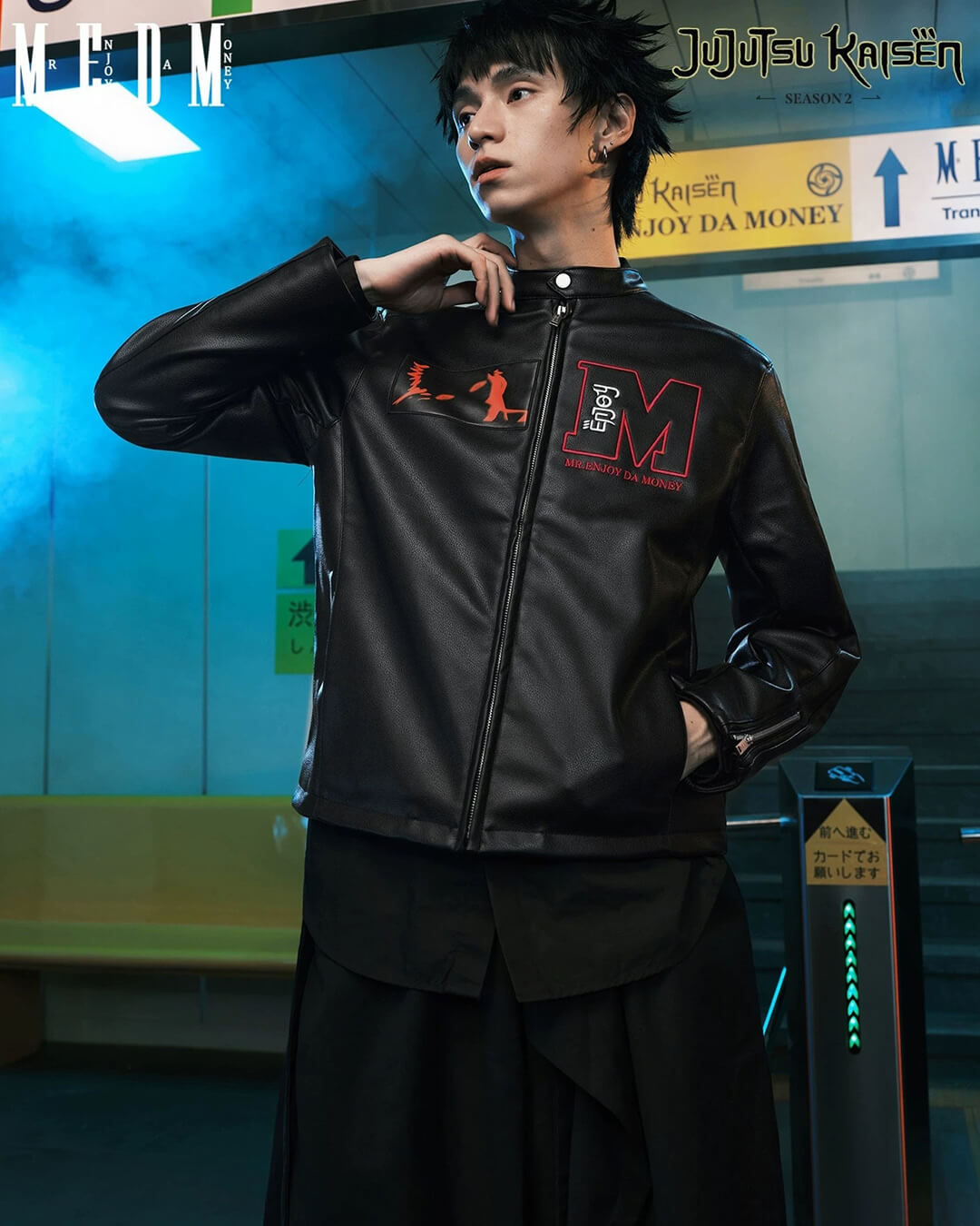 MEDM × Jujutsu Kaisen Sukuna Patch PU Leather Jacket | Face 3 Face