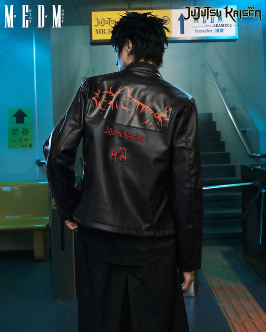 MEDM × Jujutsu Kaisen Sukuna Patch PU Leather Jacket | Face 3 Face