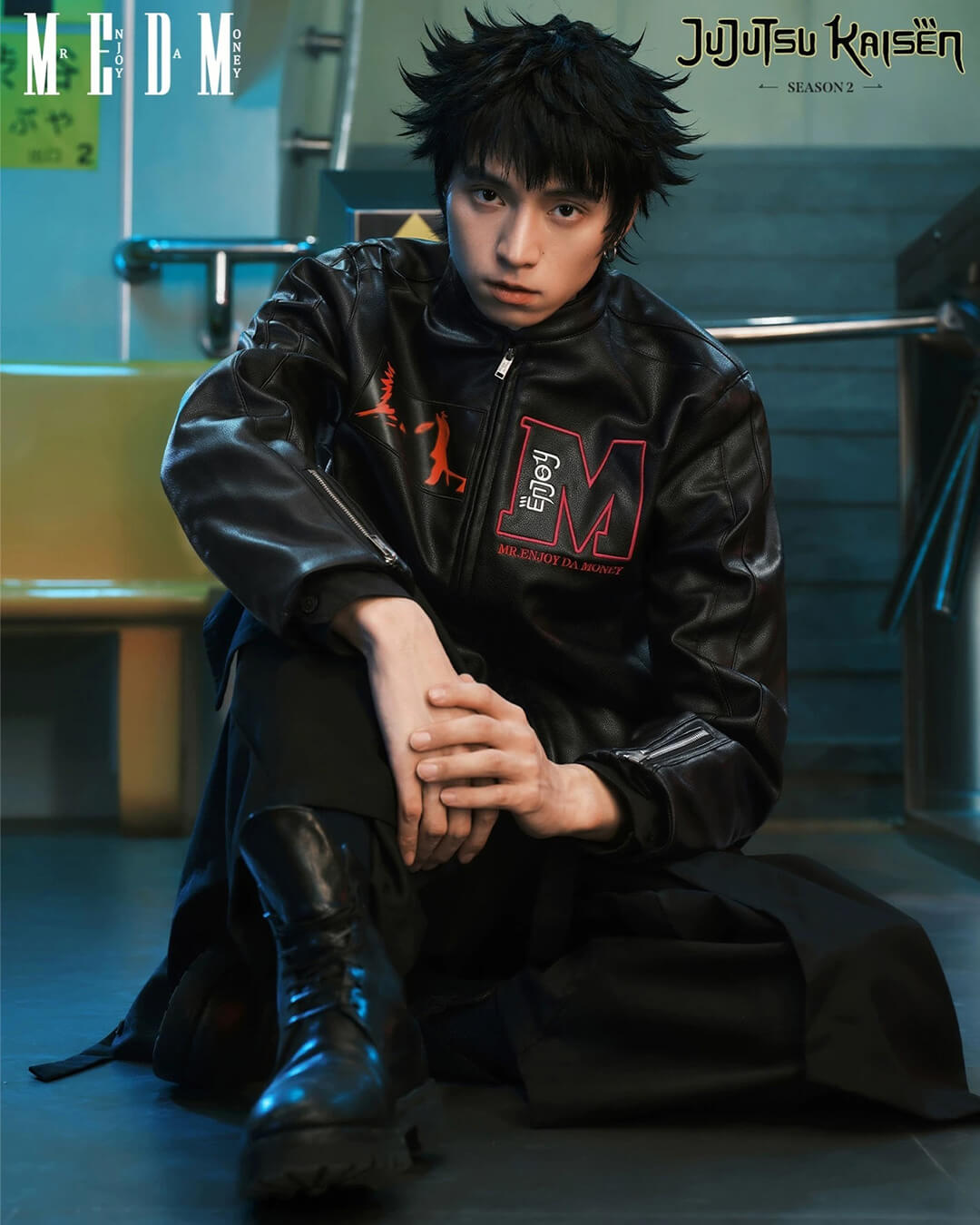 MEDM × Jujutsu Kaisen Sukuna Patch PU Leather Jacket | Face 3 Face