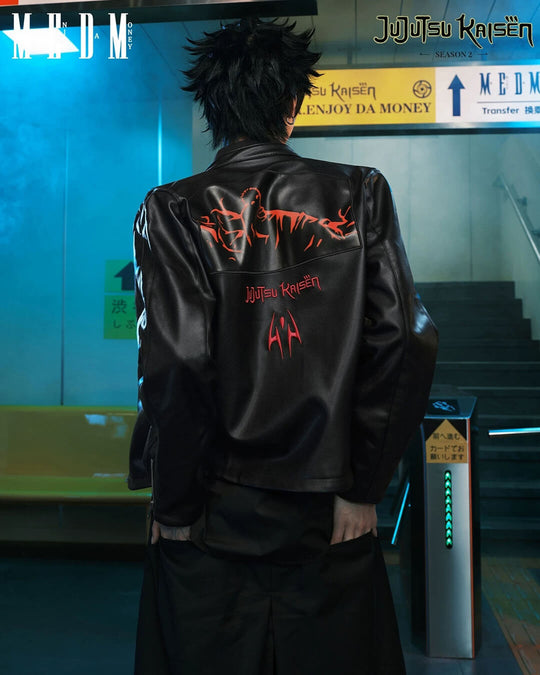 MEDM × Jujutsu Kaisen Sukuna Patch PU Leather Jacket | Face 3 Face