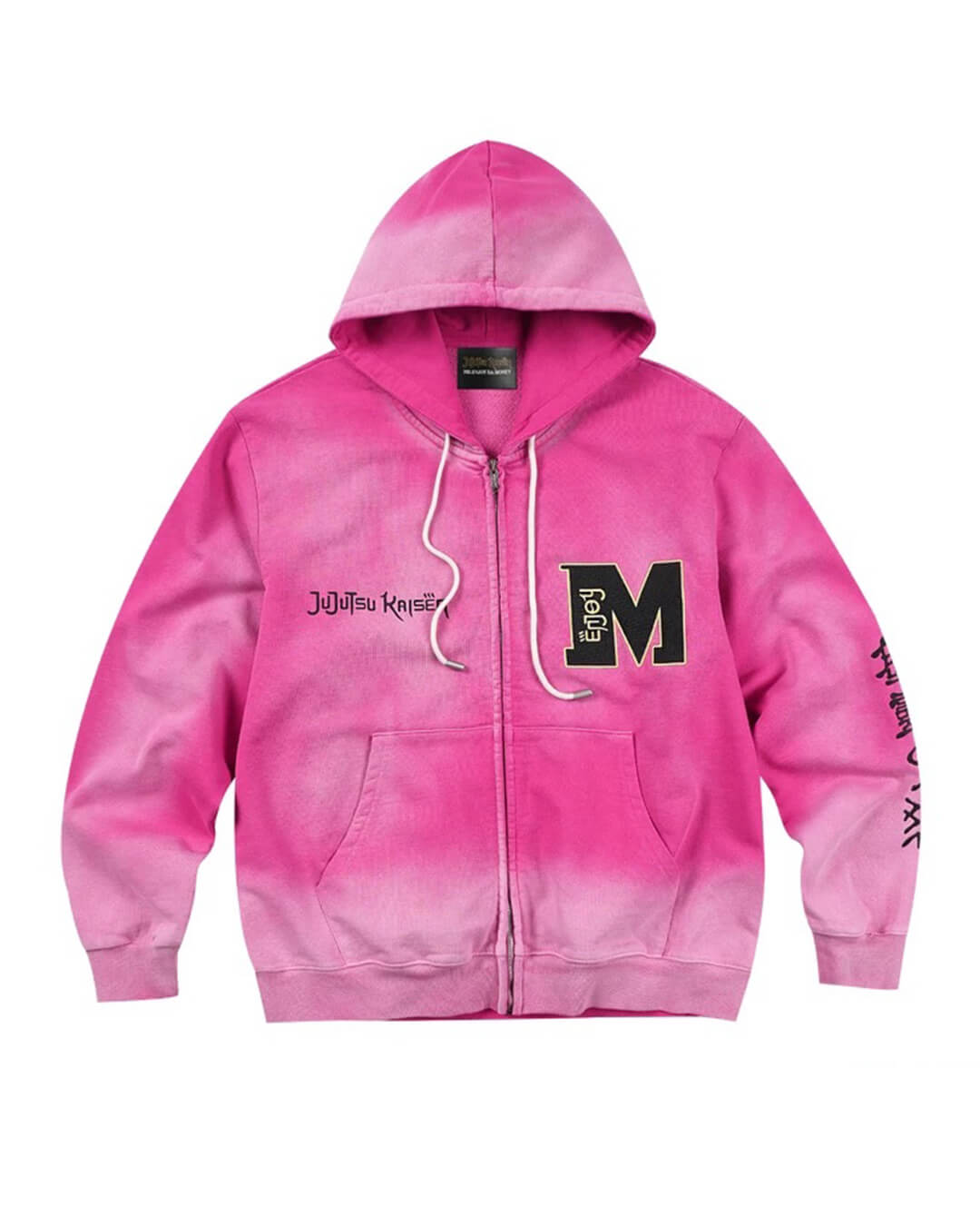 MEDM × Jujutsu Kaisen Washed Character Print Embroidered Zip Up Hoodie | Face 3 Face