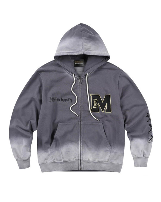 MEDM × Jujutsu Kaisen Washed Character Print Embroidered Zip Up Hoodie | Face 3 Face