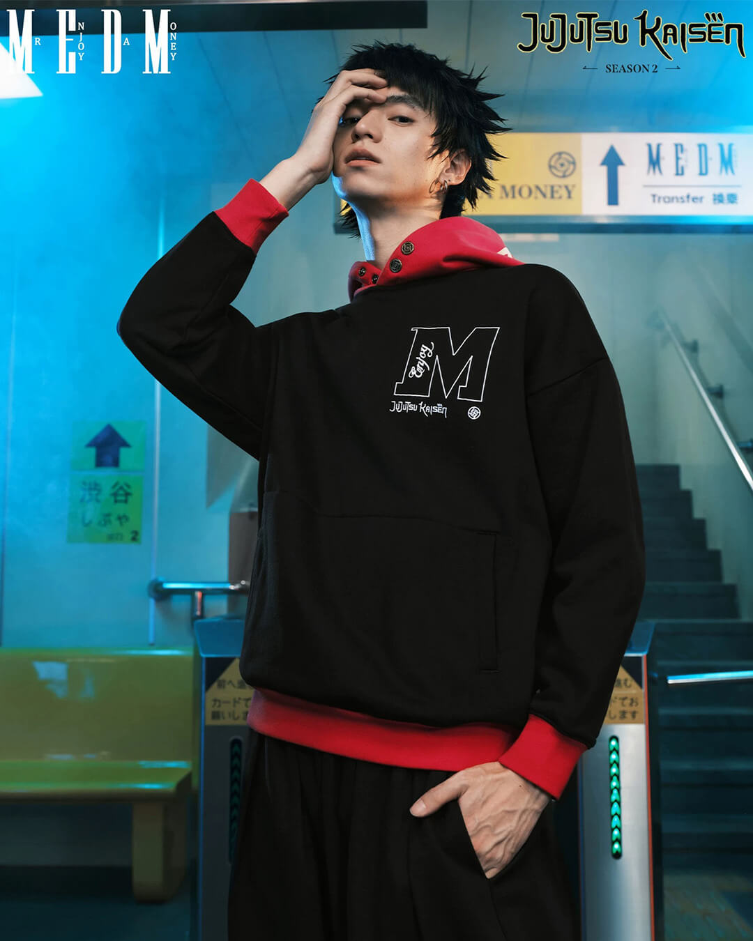 MEDM × Jujutsu Kaisen Yuji Itadori Colorblock Hoodie | Face 3 Face