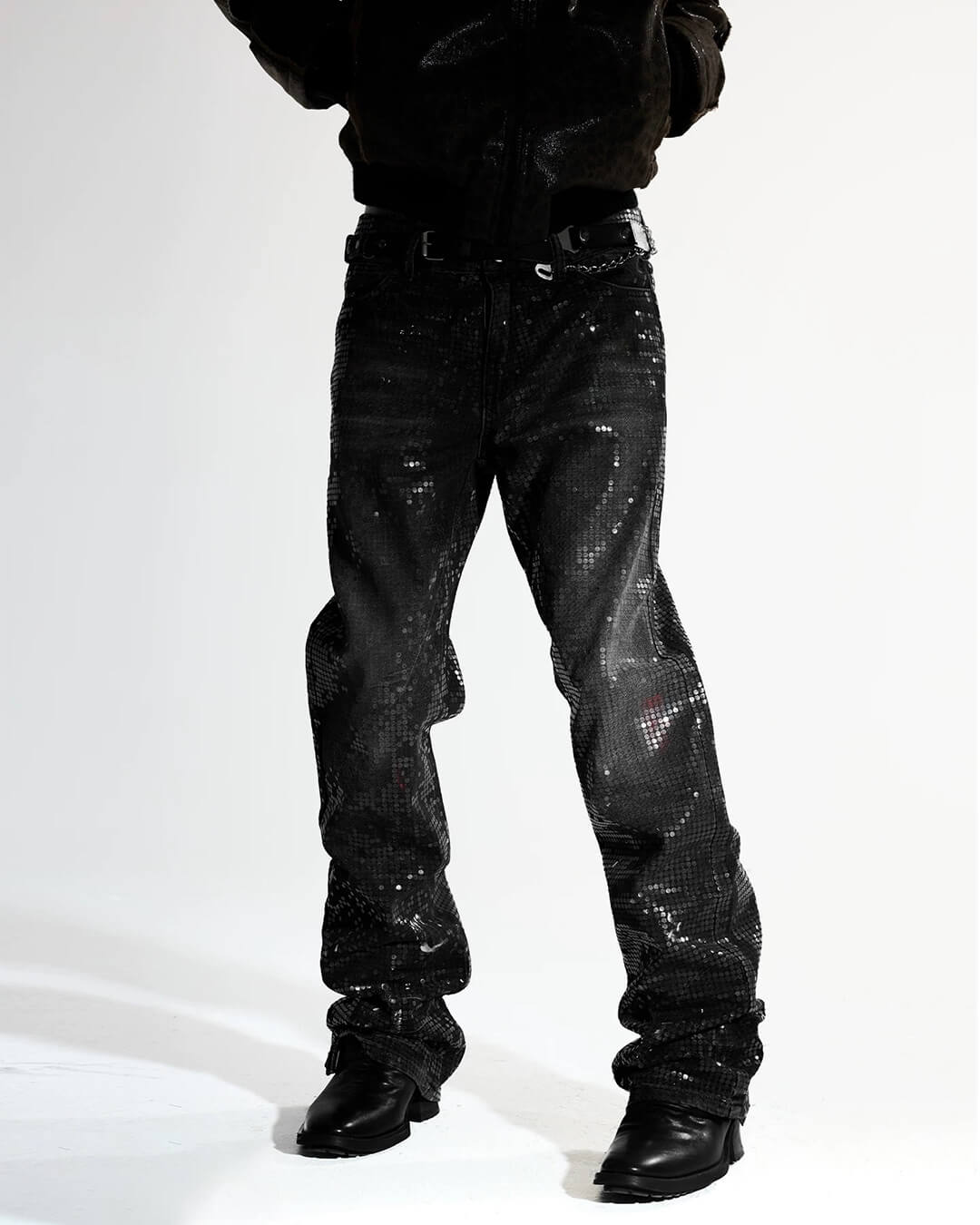 Night Lab All Over Sequined Distressed Jeans | Face 3 Face