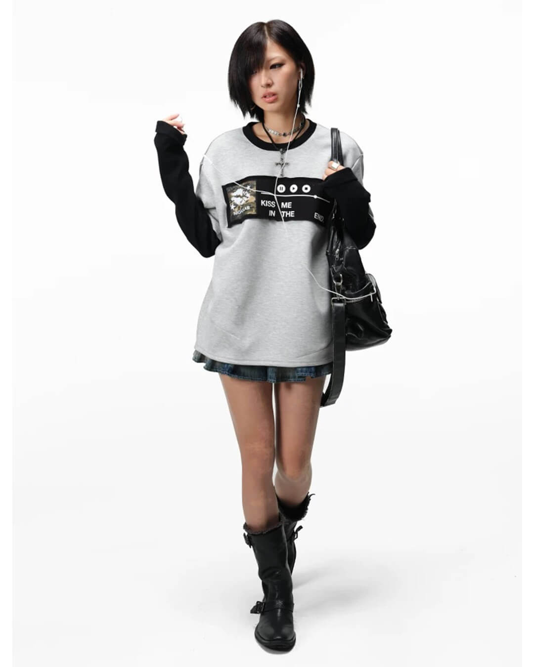 Night Lab Kiss Me Playlist Patch Layered Waffle Sleeve Tee | Face 3 Face