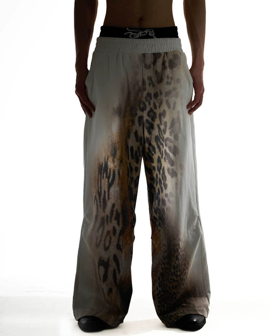 Night Lab Leopard Print Double Waistband Sweatpants | Face 3 Face