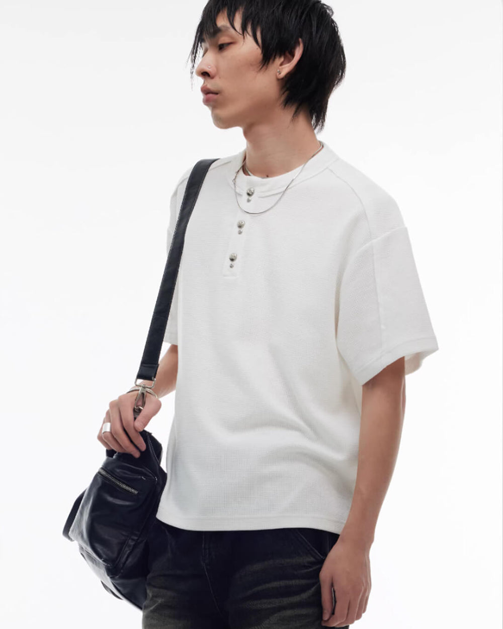 Night Lab Pirate Gem Studded Waffle Henley Tee | Face 3 Face