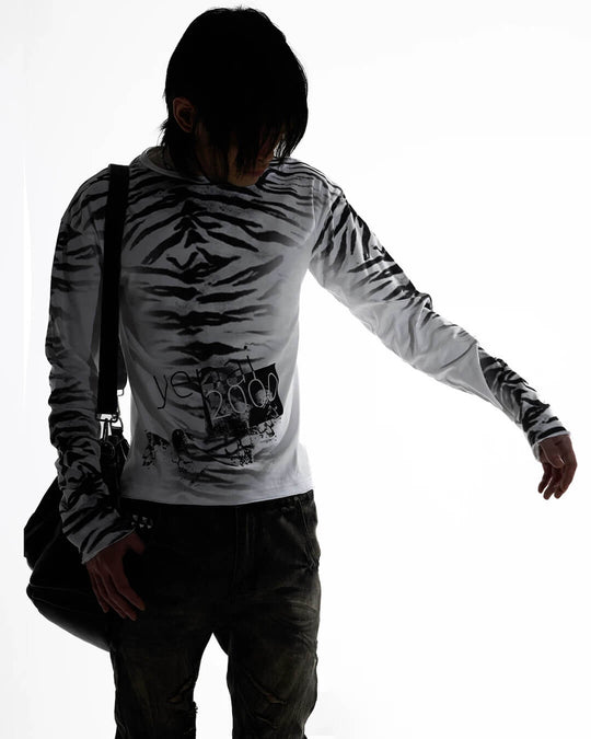 Night Lab Zebra Print Slim Fit Long Sleeve Tee | Face 3 Face