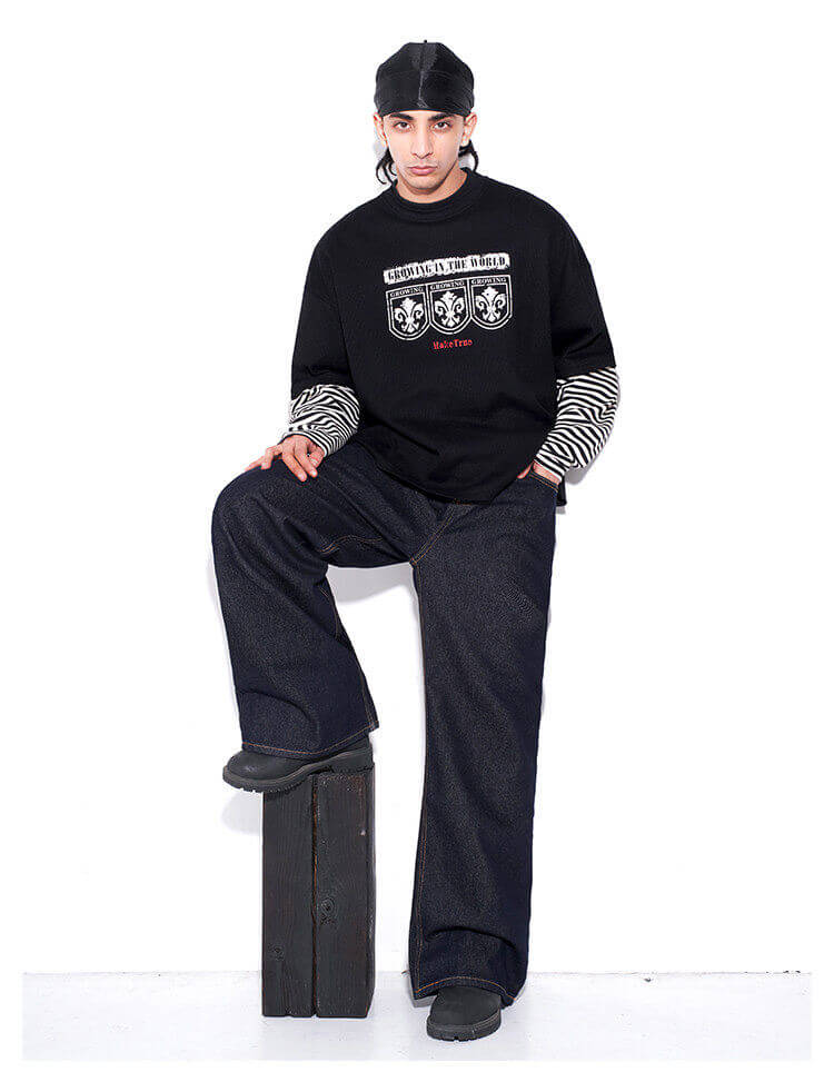 F3F Select Layered Stripe Long Sleeve Waffle Tee | Face 3 Face