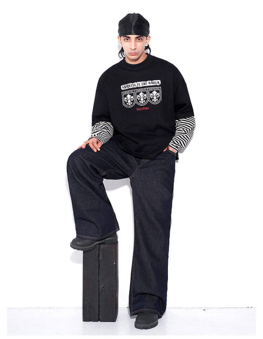 F3F Select Layered Stripe Long Sleeve Waffle Tee | Face 3 Face