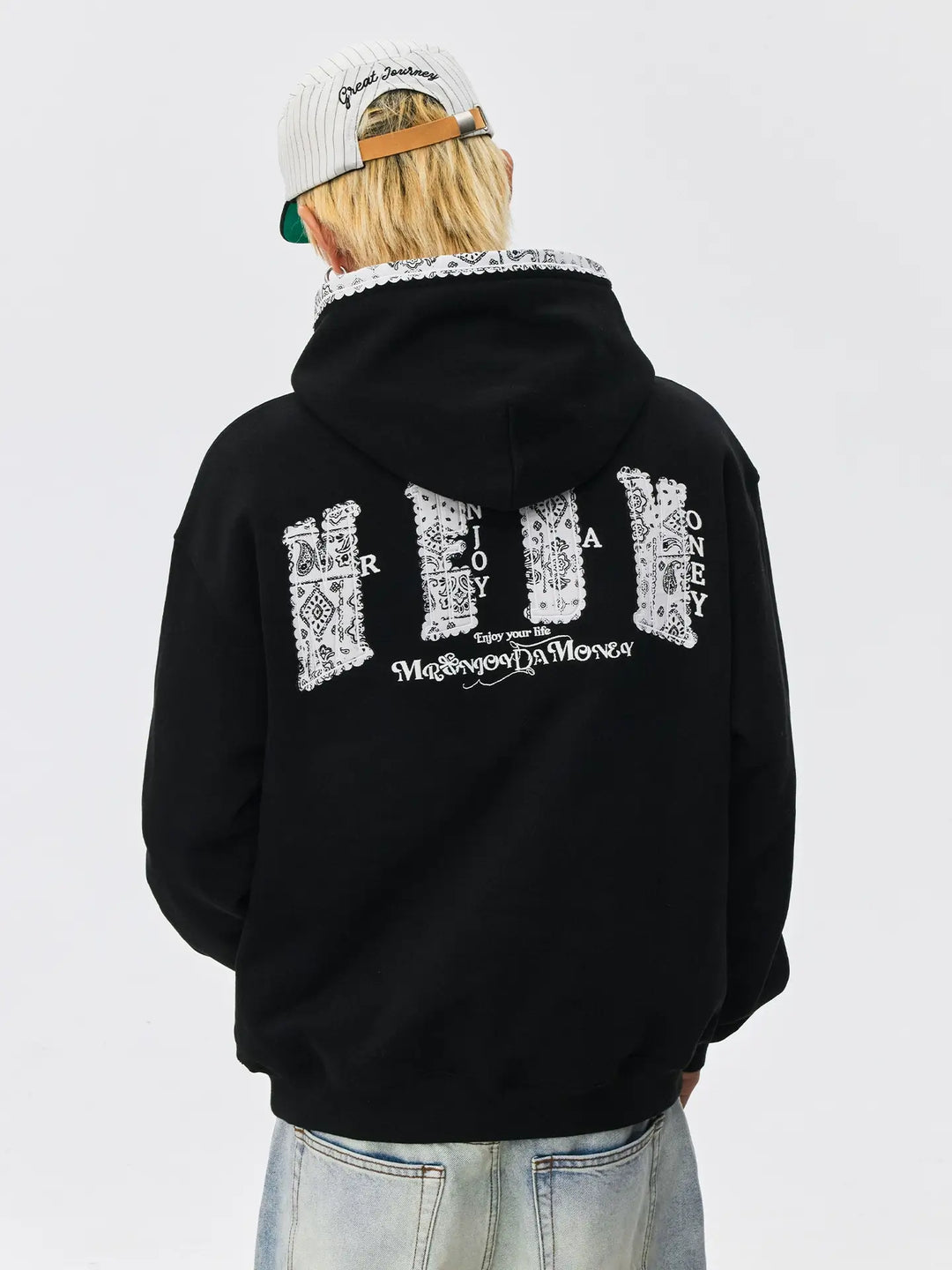 MEDM Ethnic Paisley Patch Embroidered Hoodie | Face 3 Face