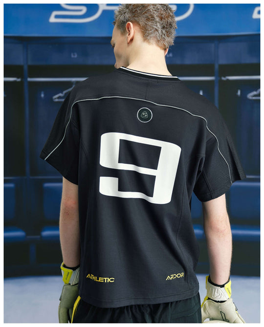 S45 Logo Print Mesh Panel Short Sleeve Soccer Jersey | Face 3 Face