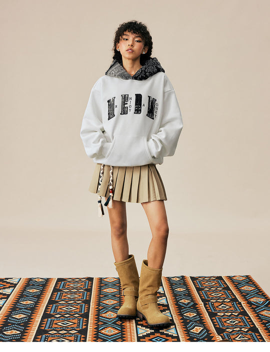 MEDM Patterned Sherpa Hood Patchwork Hoodie | Face 3 Face