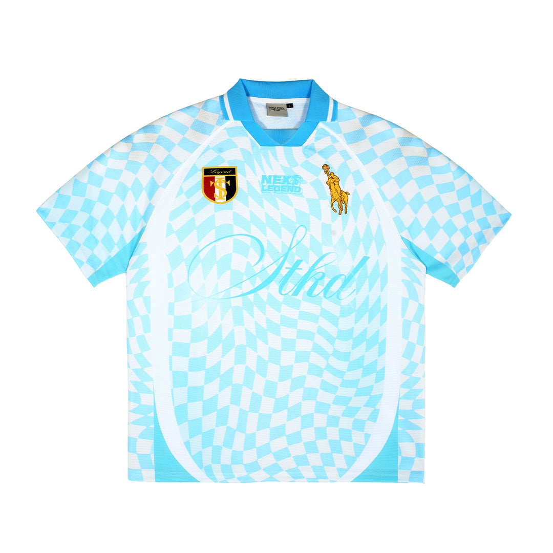 Small Town Kid Twisted Plaid Patchwork Polo Jersey | Face 3 Face