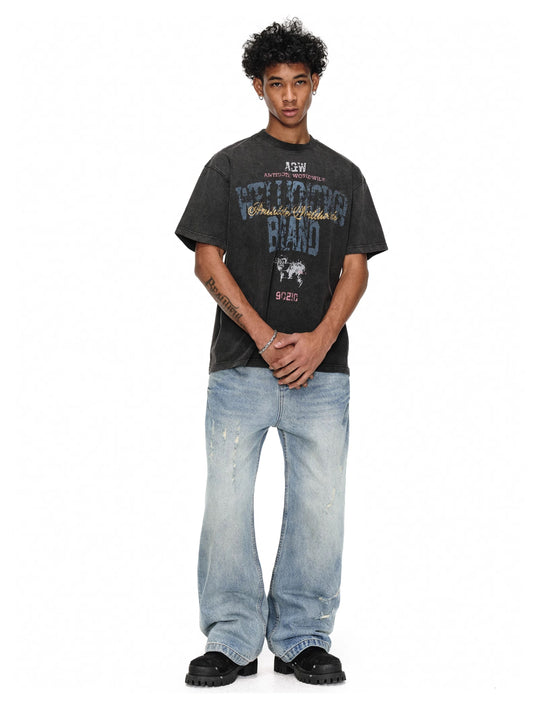 ANTIDOTE Destruction Scratches Washed Ice Blue Jeans | Face 3 Face