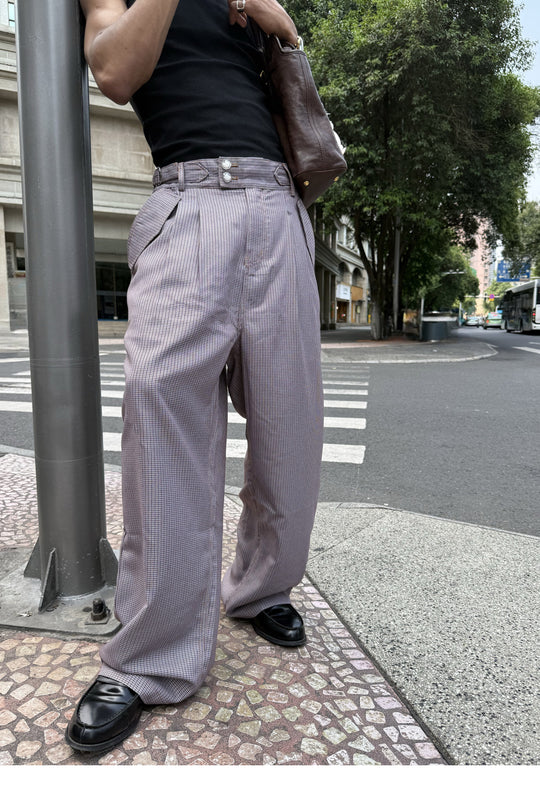 STEEPC Houndstooth Tucked Baggy Suit Pants | Face 3 Face