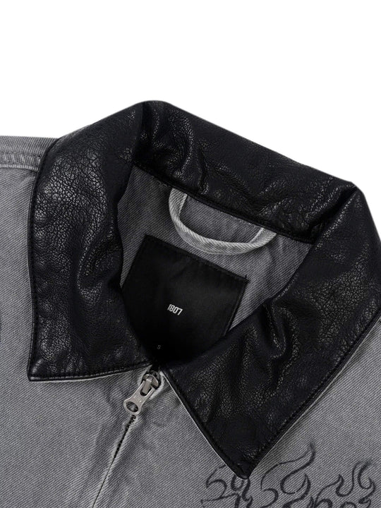 1807 Racing Graffiti Print Detroit Denim Jacket | Face 3 Face