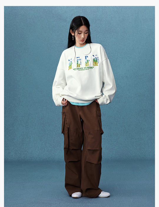 MEDM Blue Sky & Small Grass Embroidered Logo Sweatshirt | Face 3 Face