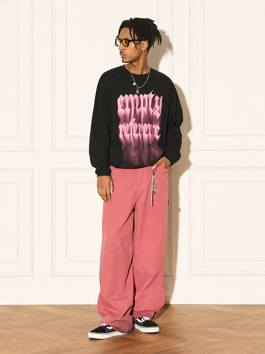 EMPTY REFERENCE Smoke Logo Printed Long Sleeve Tee