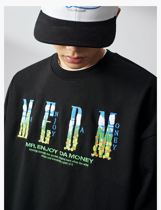 MEDM Blue Sky & Small Grass Embroidered Logo Sweatshirt | Face 3 Face