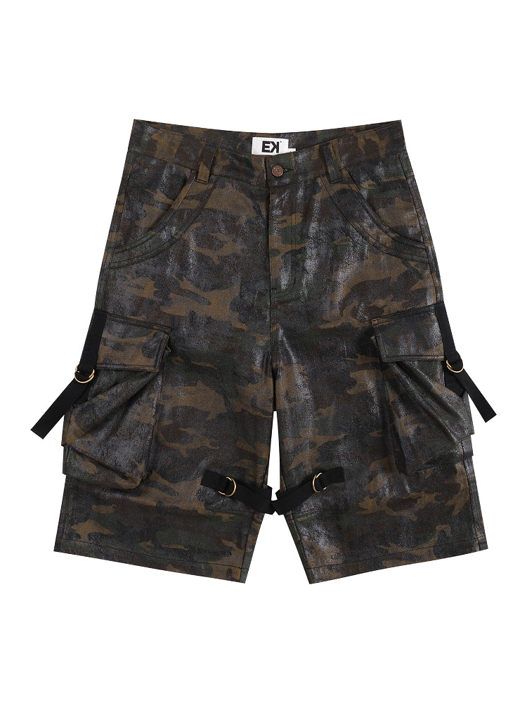 EVILKNIGHT(EK) Waxed Camo 3D Pocket Utility Cargo Shorts | Face 3 Face