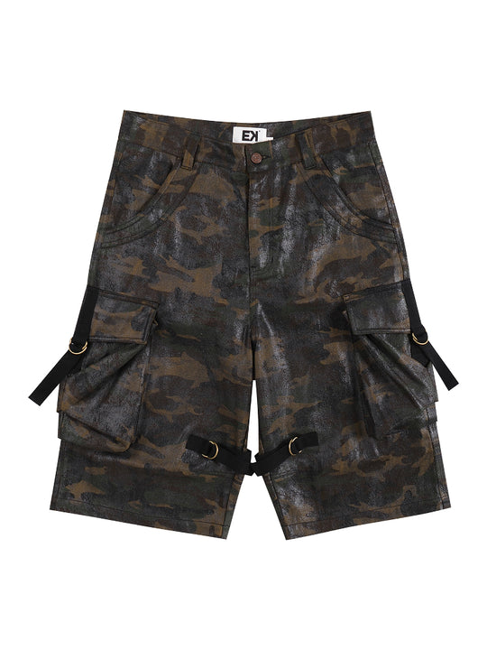 EVILKNIGHT(EK) Waxed Camo 3D Pocket Utility Cargo Shorts | Face 3 Face