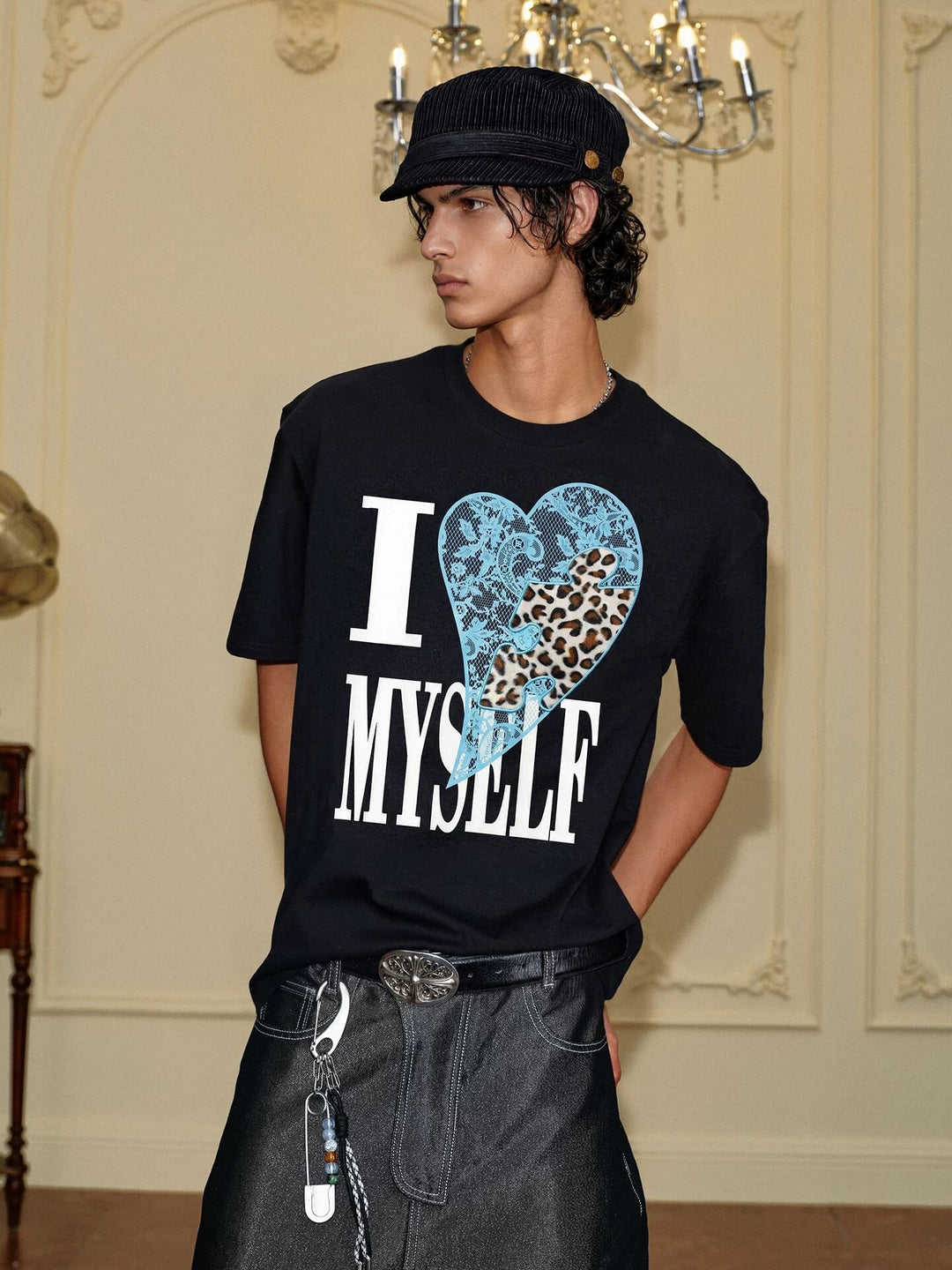 YADcrew Heart Puzzle Patchwork Lace Leopard Tee | Face 3 Face