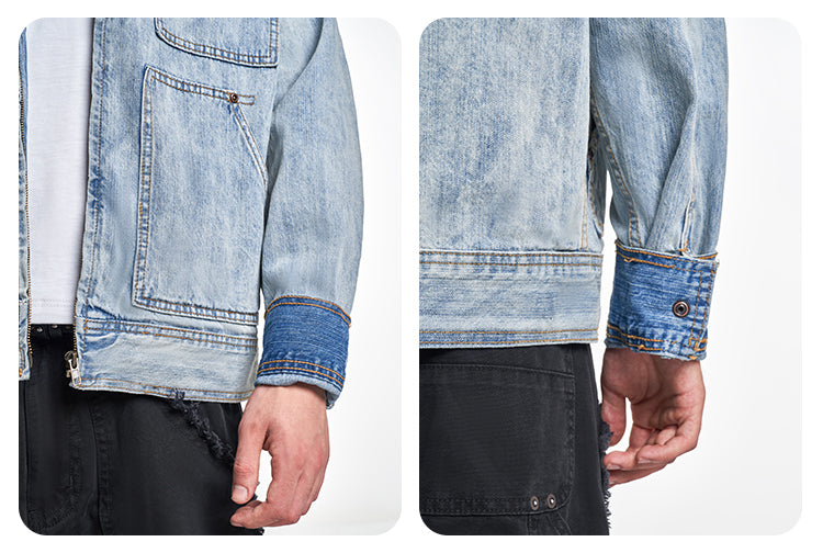 F3F Select Multi Pocket Washed Work Denim Jacket | Face 3 Face