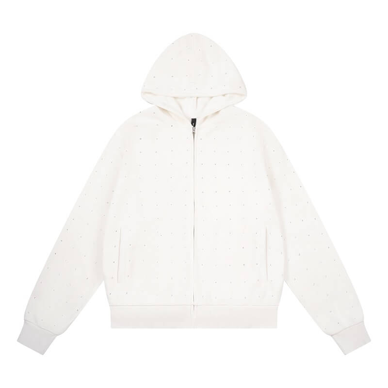 1807 Rhinestone Embellished Zip Up Hoodie | Face 3 Face