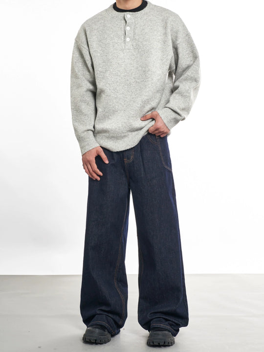 F3F Select Wide Leg Dark Blue Jeans | Face 3 Face