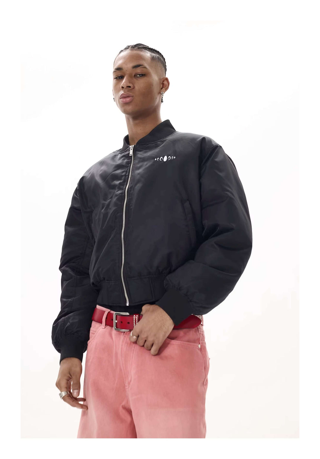 KARMANISTIC Embroidered Hooded Puffer Bomber Jacket | Face 3 Face