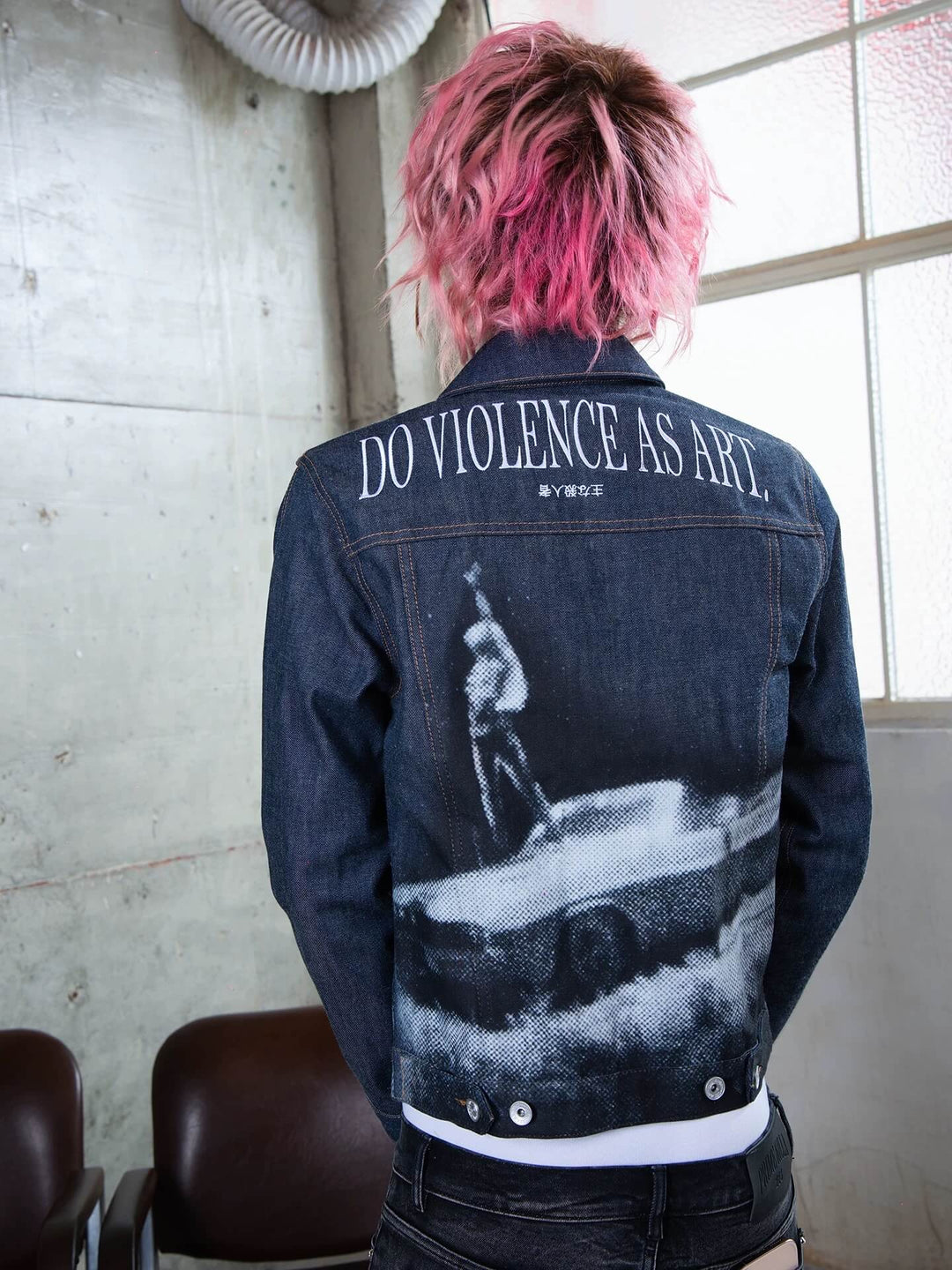 TGFCLUB Portrait Graphic Studded Slim Fit Denim Jacket | Face 3 Face