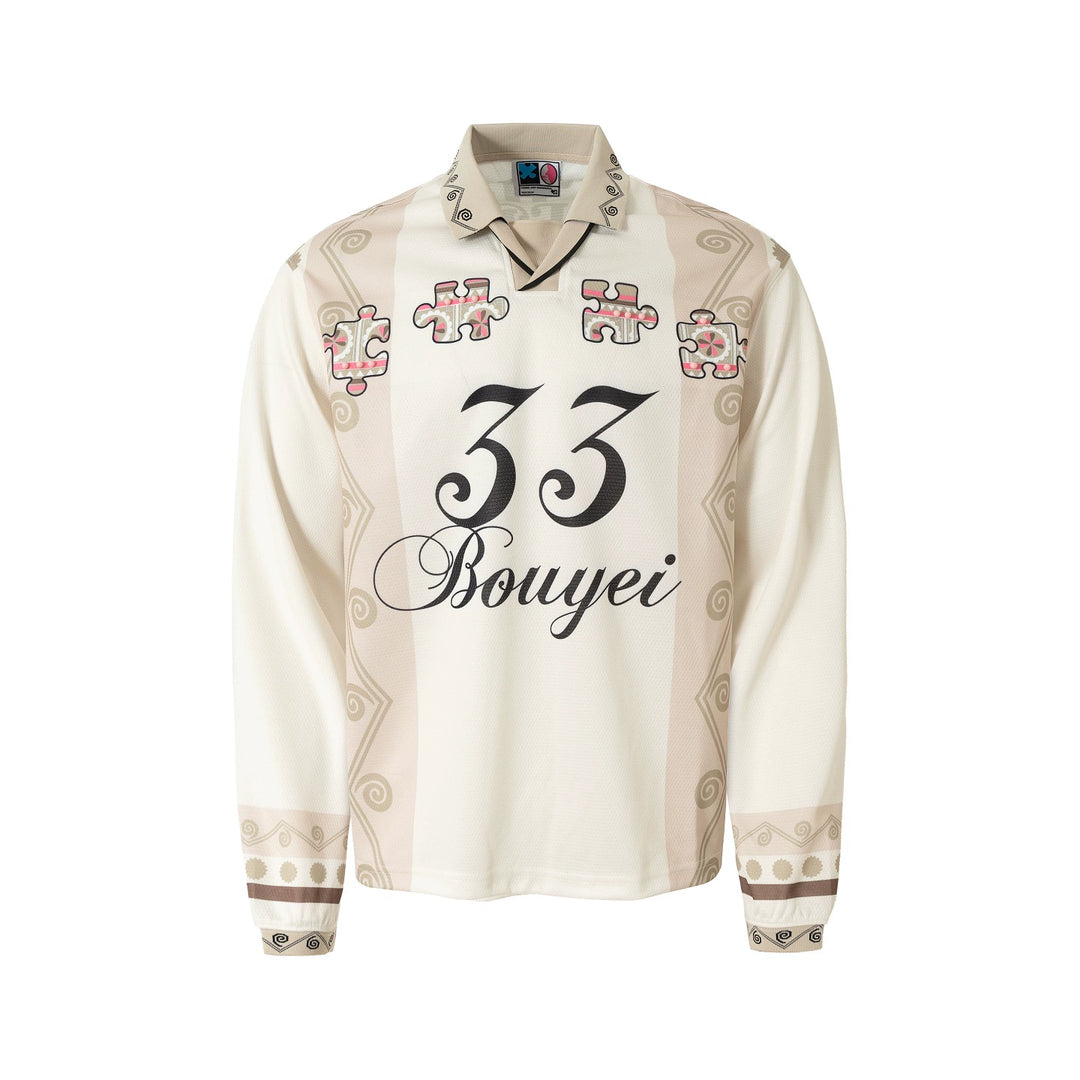 YADcrew Ethnic Puzzle Long Sleeve Polo Soccer Jersey | Face 3 Face