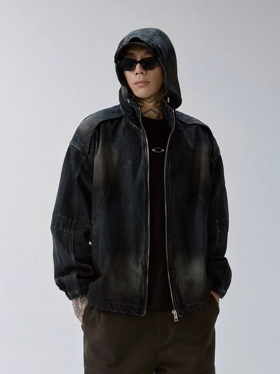 F2CE Reworked Patch Hooded Denim Jacket | Face 3 Face