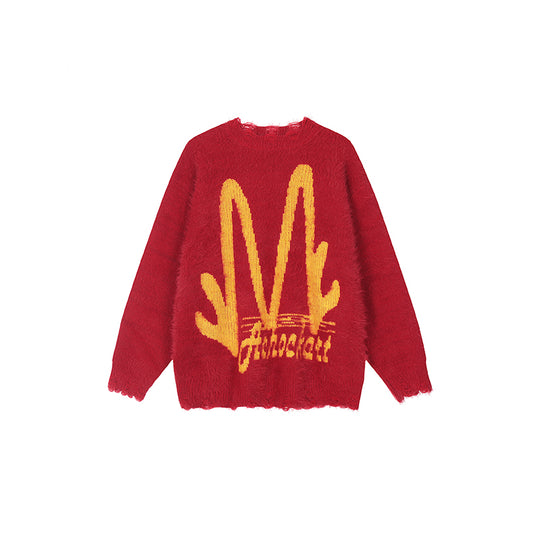 Achock M Letter Knit Sweater