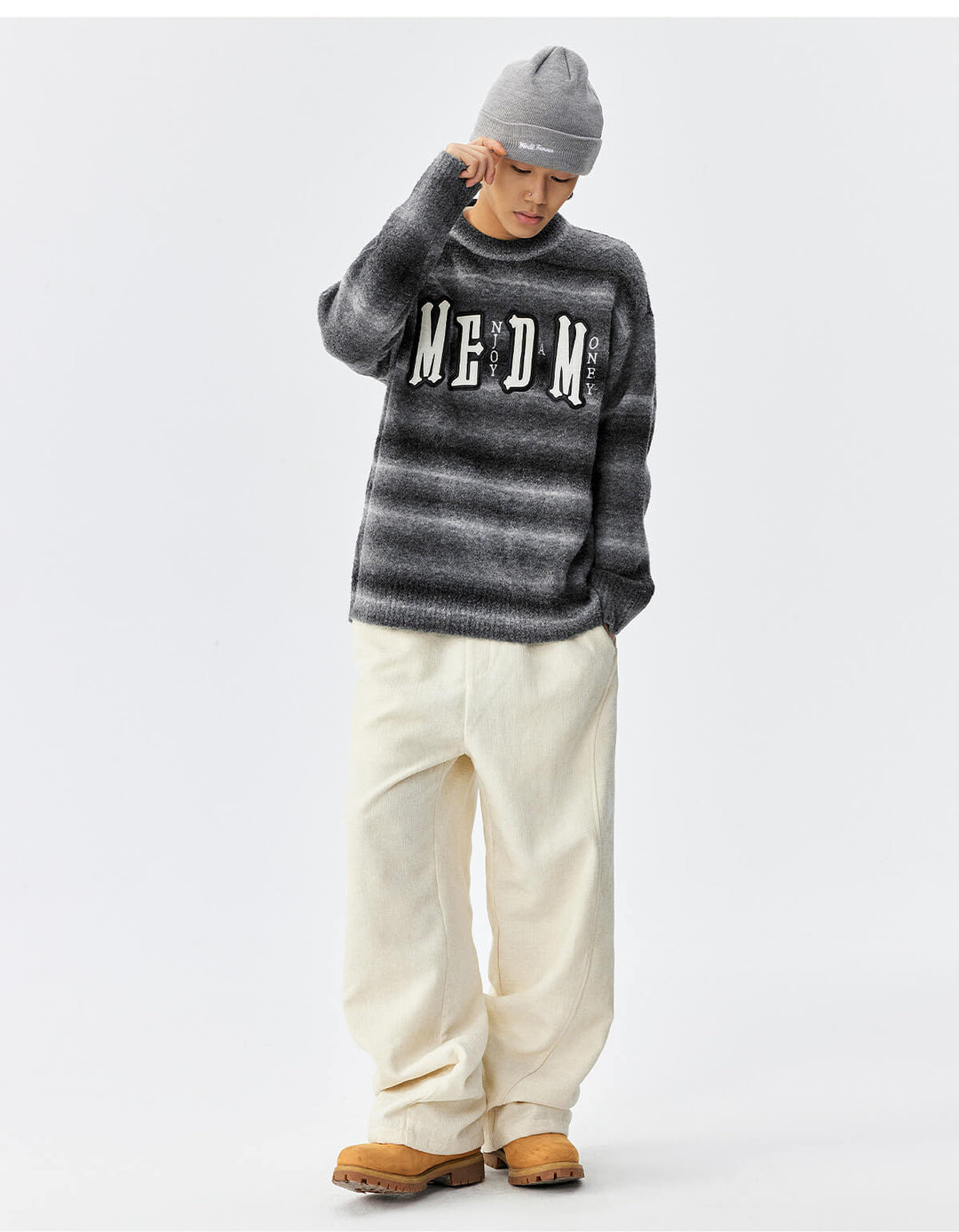 MEDM Logo Patch Rainbow Gradient Knit Sweater | Face 3 Face
