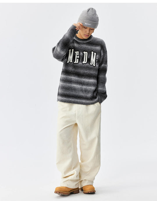 MEDM Logo Patch Rainbow Gradient Knit Sweater | Face 3 Face