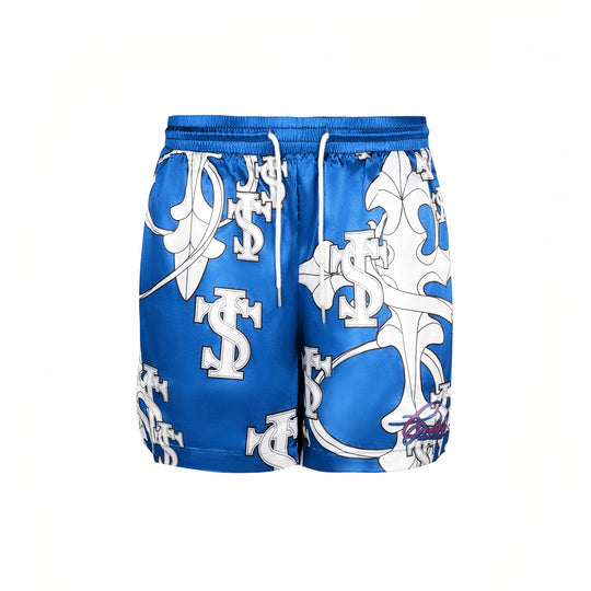 Small Town Kid Monogram Cross Logo Satin Cuban Shirt Set | Face 3 Face