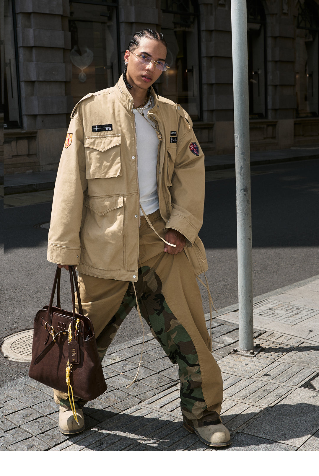 STEEPC Khaki Patch Embroidery M-65 Field Jacket | Face 3 Face