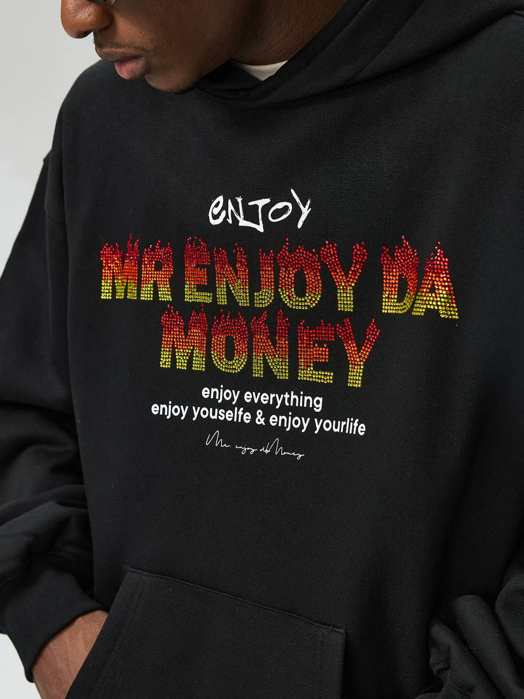 MEDM Flame Rhinestone Embellished Hoodie | Face 3 Face