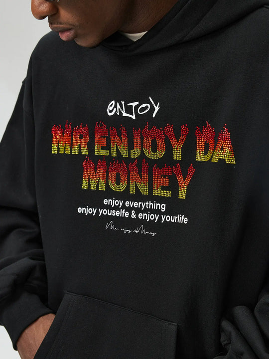 MEDM Flame Rhinestone Embellished Hoodie | Face 3 Face