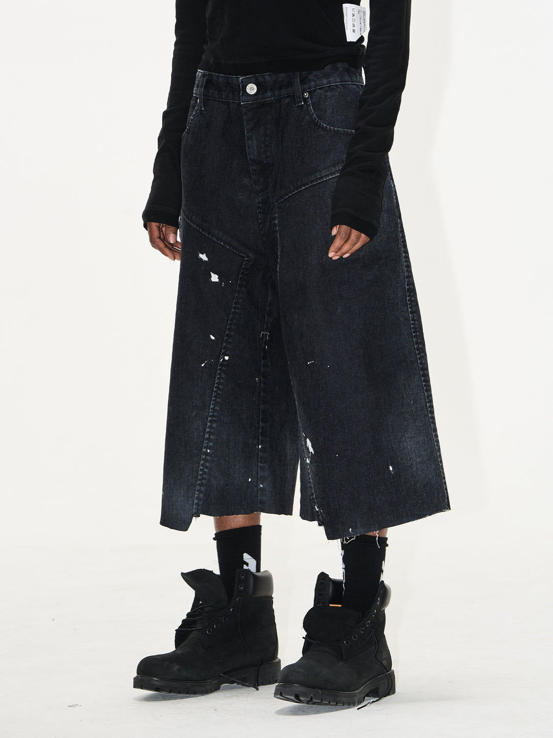 BLIND NO PLAN Washed Inked Flocked Denim Baggy Shorts | Face 3 Face