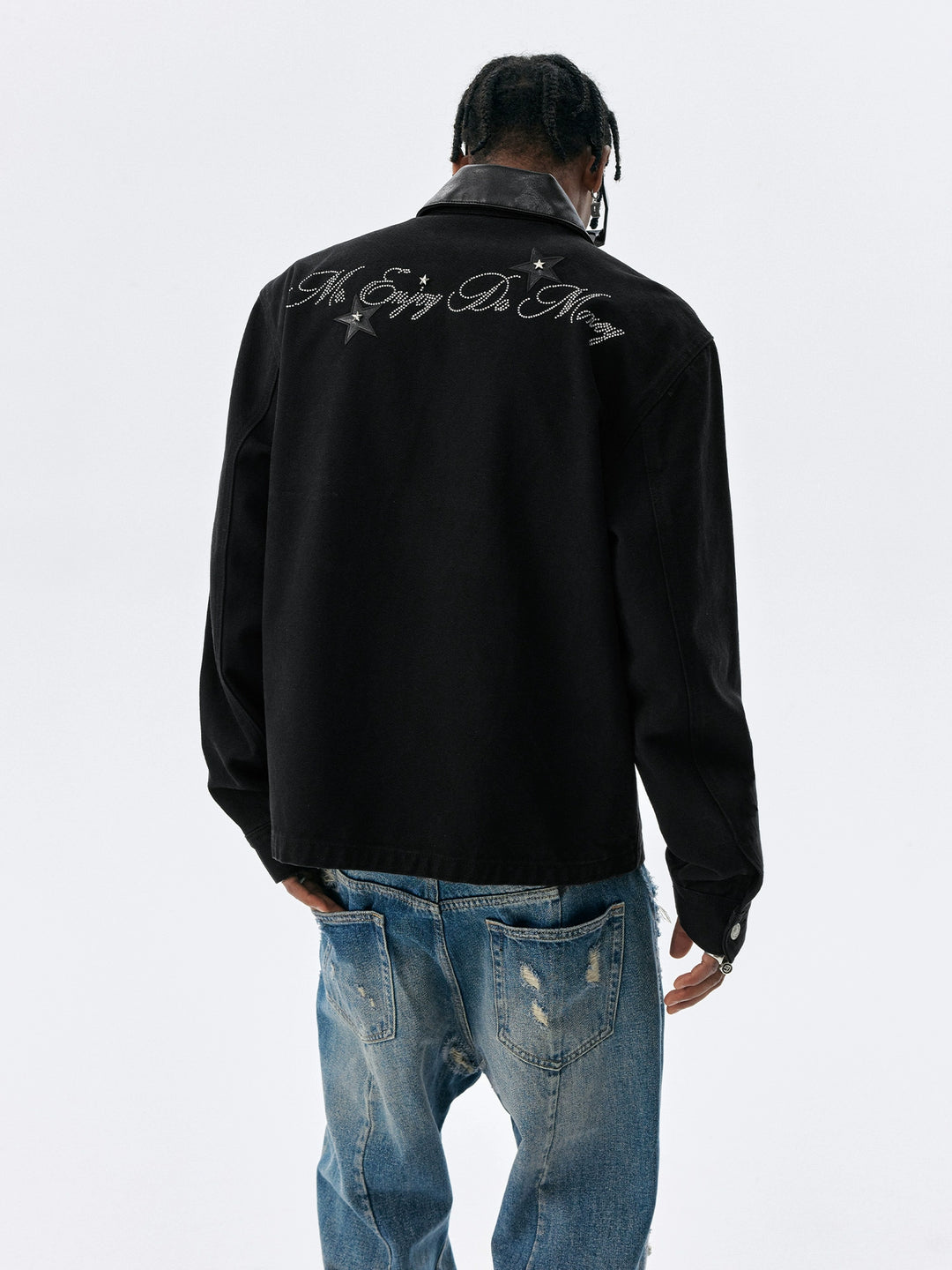 MEDM Star Studded Leather Patch Detroit Jacket | Face 3 Face