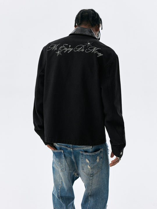 MEDM Star Studded Leather Patch Detroit Jacket | Face 3 Face