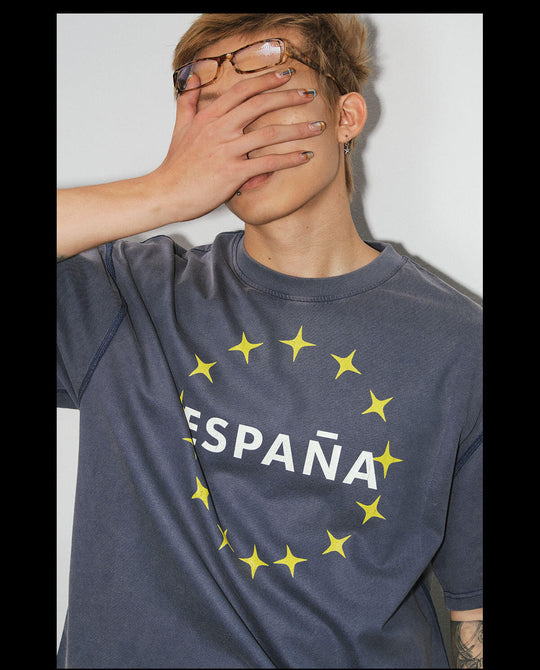 NOVACAM Vintage Washed Circle Star Print Short Sleeve Tee | Face 3 Face
