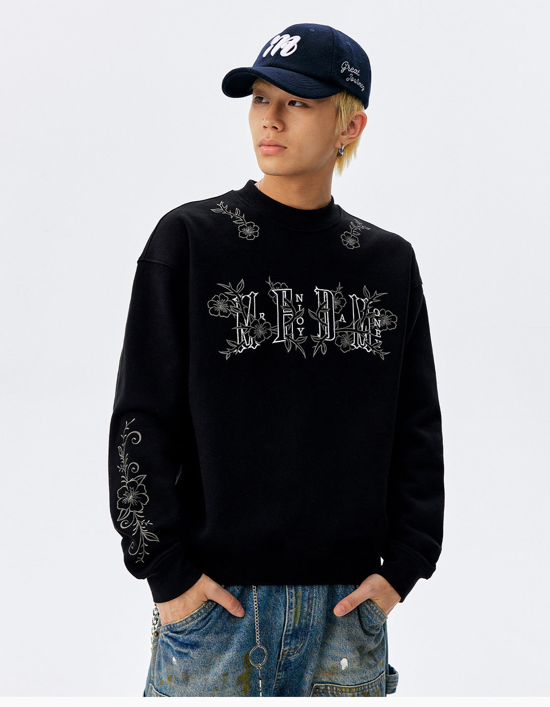 MEDM Floral Logo Embroidered Sweatshirt | Face 3 Face