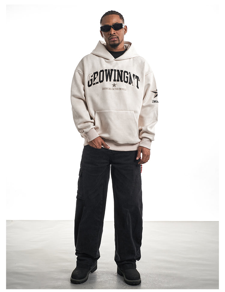 F3F Select Embroidered Faux Suede Hoodie | Face 3 Face