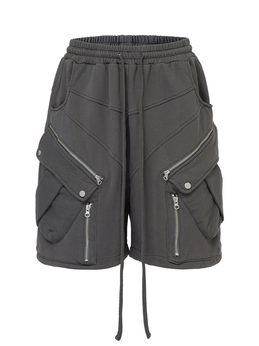 F2CE Multi-Pocket Zipper Tactical Cargo Sweat Shorts