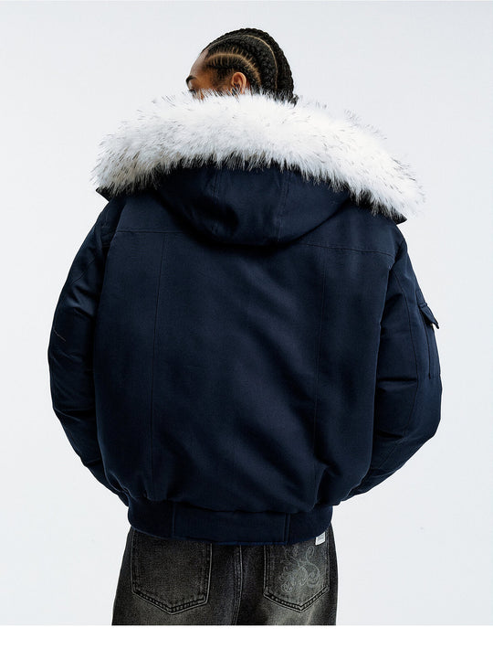 MEDM Detachable Fur Metal Snaps Down Jacket | Face 3 Face